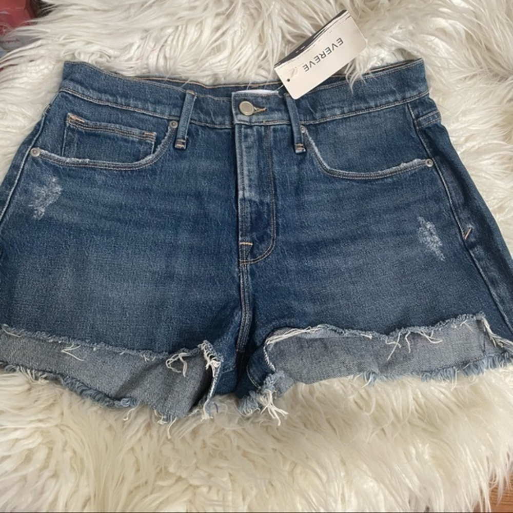 Good American Good 90’s short denim cut‎ off size 4 27 NWT